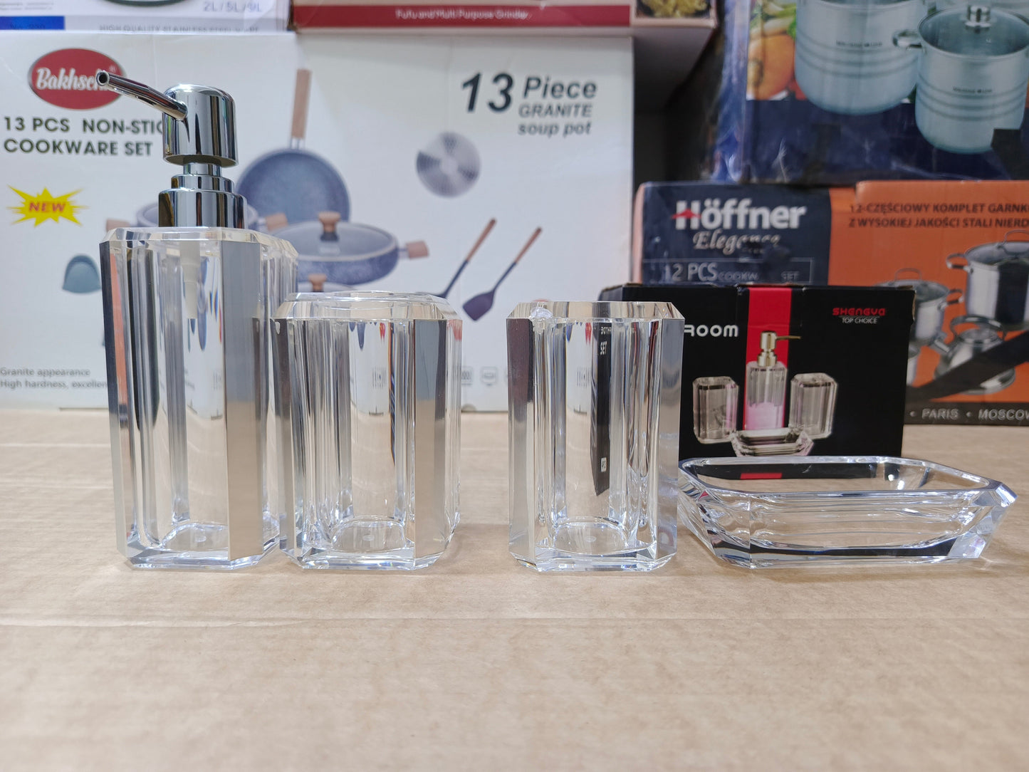 Arylic Bathroom Set For Bathroom organization 4 piece