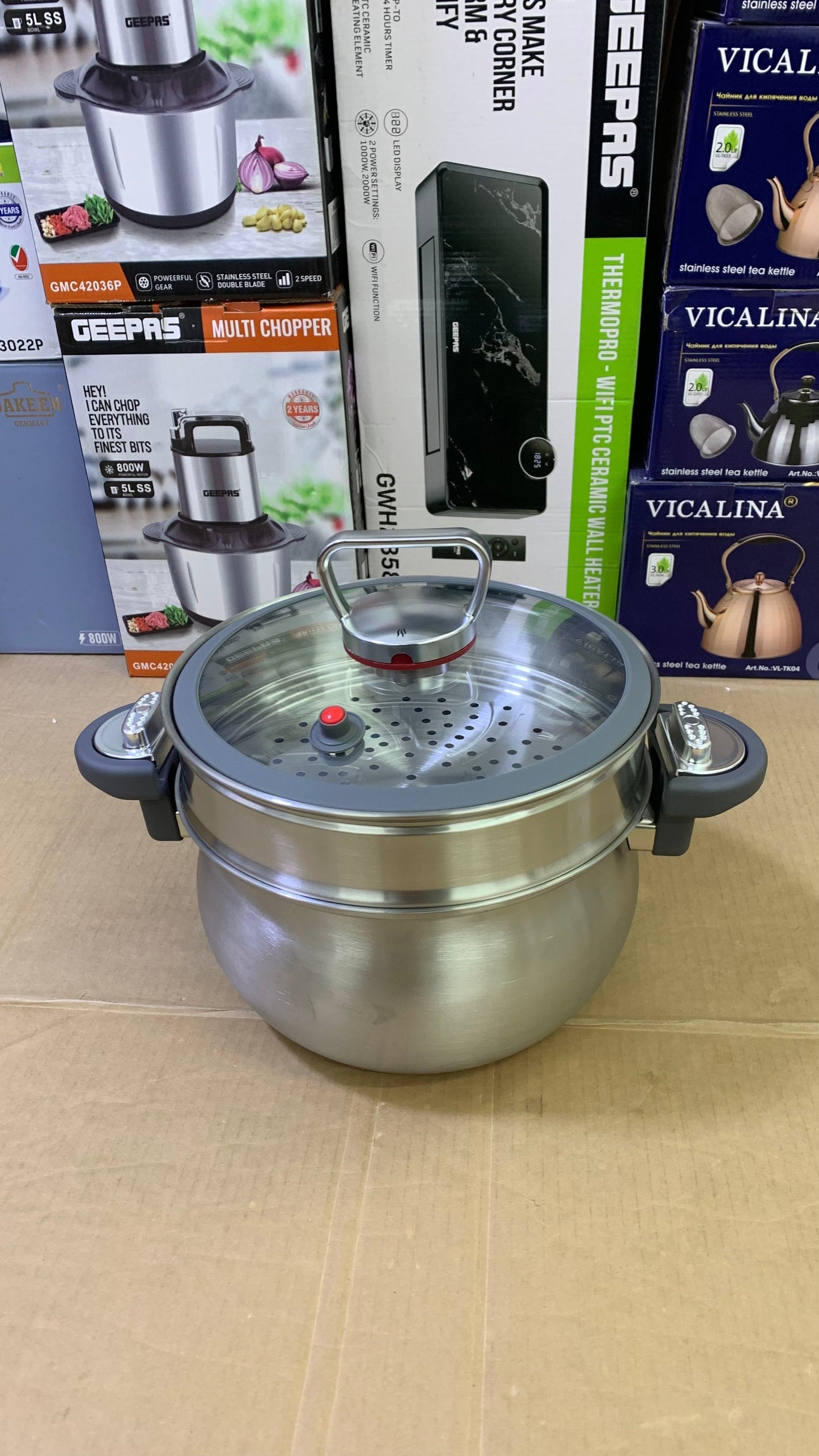 Lot 2in1 Pressure Cooker with steamer Stainless Steel Easy lock and unlock
