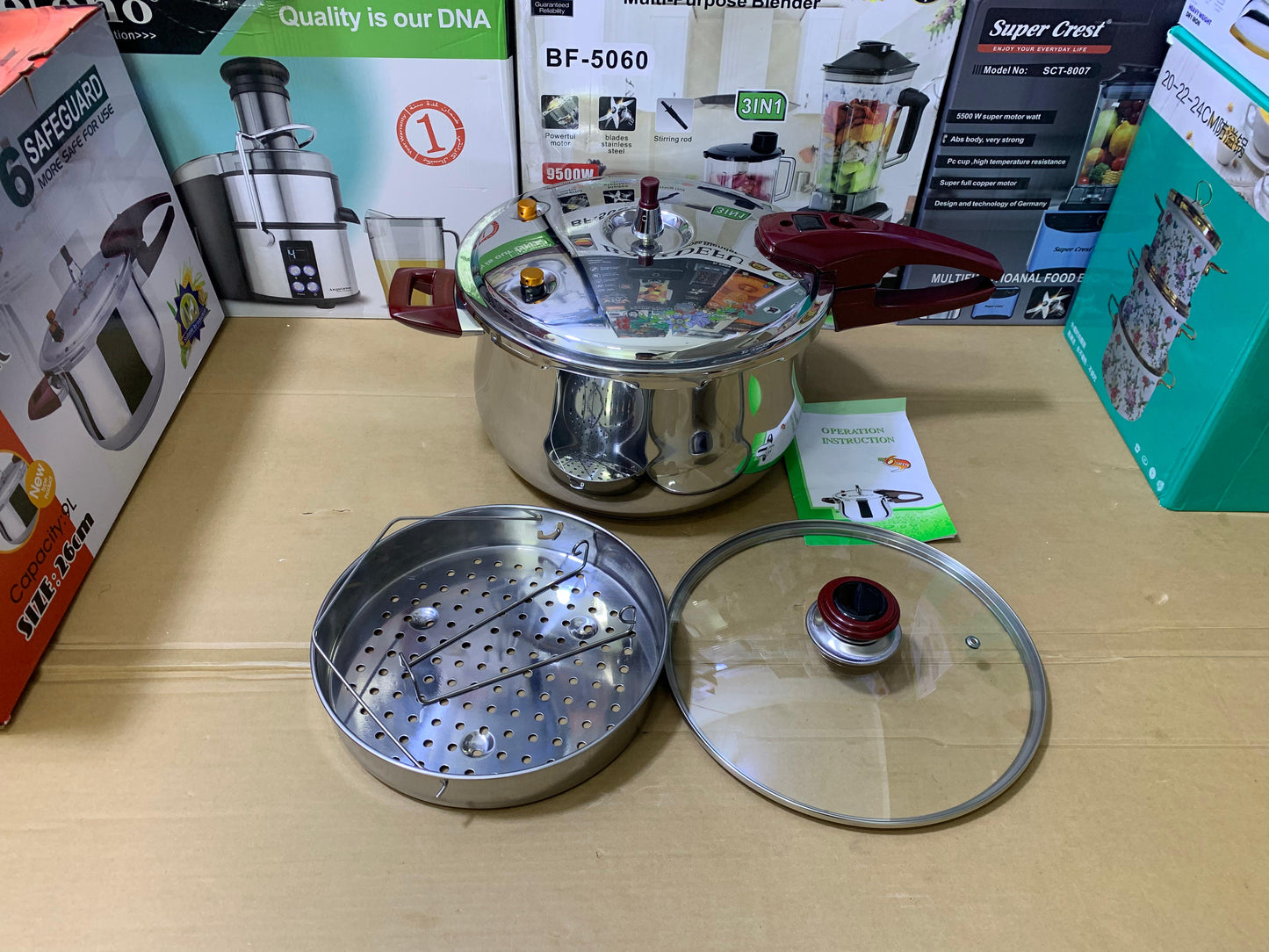 6 Safeguard HCX 3 in 1 Pressure Cooker Stainless Steel