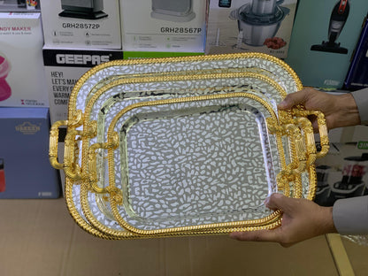 Kitchen Tray Silver and Golden 3 pieces