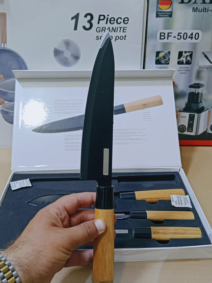 Bamboo Handles kitchen Knife Set 4