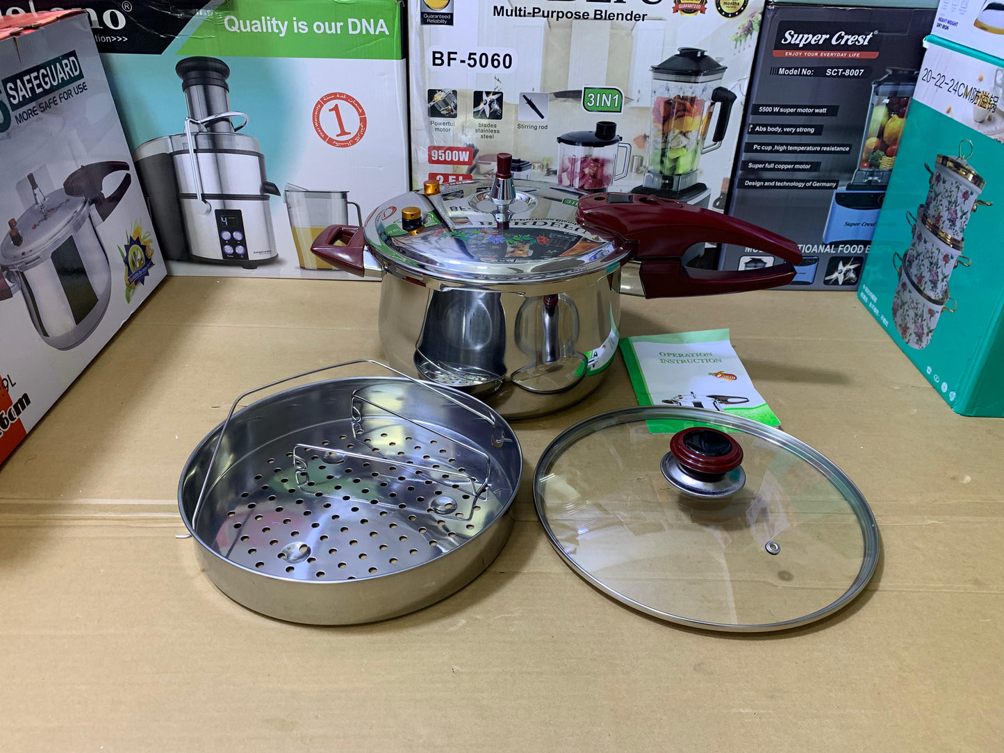 6 Safeguard HCX 3 in 1 Pressure Cooker Stainless Steel