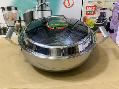 Laser Coated HoneyComb Pattern Deep Frying Karahi / Handi