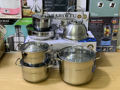 MGRF 12 Pieces Cookware Set Stainless Steel 18/10 Super Capsule Bottom