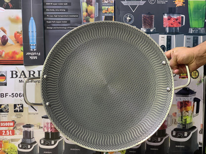 Laser coating honeycomb pattern tawa stainless steel