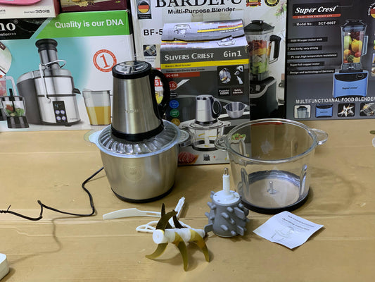 6 in 1 Food Chopper and Lasi maker double bowls and double blades