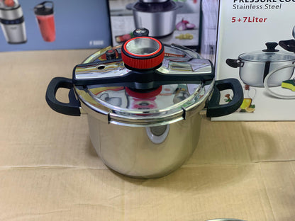 8 Pcs pressure cooker set 5L and 7L Stainless steel